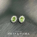 Natural Peridot 925 Sterling Silver Stud Earrings Women Gift