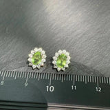 Natural Peridot 925 Sterling Silver Stud Earrings Women Gift