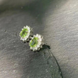 Natural Peridot 925 Sterling Silver Stud Earrings Women Gift