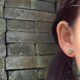 Natural Peridot 925 Sterling Silver Stud Earrings Women Gift