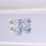 S925 Sterling Silver Topaz Stud Earrings Natural Stone Minimalist Jewelry