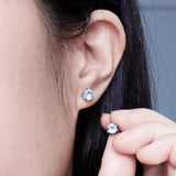 S925 Sterling Silver Topaz Stud Earrings Natural Stone Minimalist Jewelry