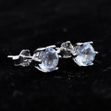 S925 Sterling Silver Topaz Stud Earrings Natural Stone Minimalist Jewelry