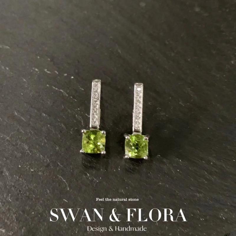 4MM Natural Peridot 925 Sterling Silver Stud Earrings For Women