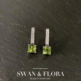 4MM Natural Peridot 925 Sterling Silver Stud Earrings For Women