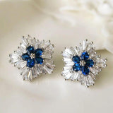 Bohemia 925 Silver Snowflake Stud Earrings Gemstone Vintage Party Jewelry