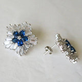 Bohemia 925 Silver Snowflake Stud Earrings Gemstone Vintage Party Jewelry