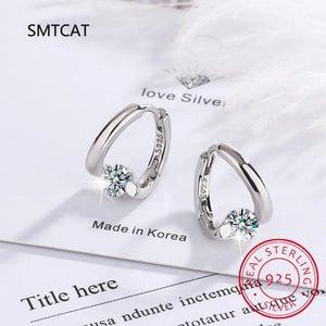 6.5mm D Moissanite Hoop Earrings 1.0ct Twisted Silver 925 Fine Jewelry