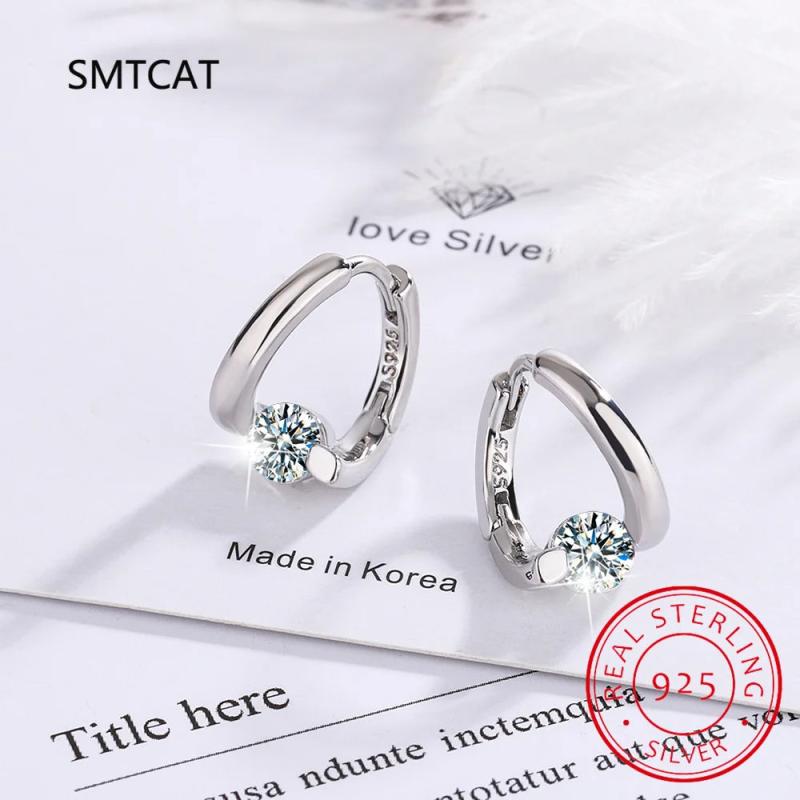 6.5mm D Moissanite Hoop Earrings 1.0ct Twisted Silver 925 Fine Jewelry