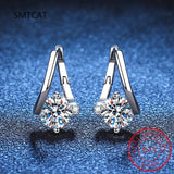 6.5mm D Moissanite Hoop Earrings 1.0ct Twisted Silver 925 Fine Jewelry