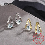 6.5mm D Moissanite Hoop Earrings 1.0ct Twisted Silver 925 Fine Jewelry