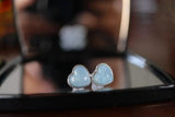 Aquamarine 925 Silver Stud Earrings Heart Shape Women Gift Healing Gemstone