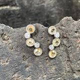 925 Sterling Silver Natural Citrine Stud Earrings Green Stone Vintage Femme Gift
