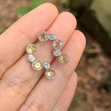 925 Sterling Silver Natural Citrine Stud Earrings Green Stone Vintage Femme Gift