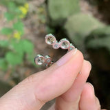 925 Sterling Silver Natural Citrine Stud Earrings Green Stone Vintage Femme Gift