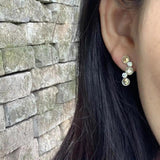 925 Sterling Silver Natural Citrine Stud Earrings Green Stone Vintage Femme Gift