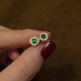 S925 Silver Vintage Cat'S Eye Stud Earrings For Women