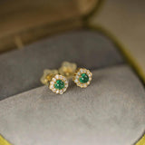 S925 Silver Vintage Cat'S Eye Stud Earrings For Women