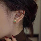 S925 Silver Vintage Cat'S Eye Stud Earrings For Women