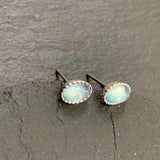 Vintage Natural Aquamarine Stud Earrings 925 Sterling Silver Women Gift
