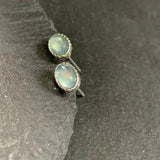 Vintage Natural Aquamarine Stud Earrings 925 Sterling Silver Women Gift