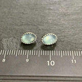 Vintage Natural Aquamarine Stud Earrings 925 Sterling Silver Women Gift