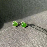 Green Jade 925 Sterling Silver Stud Earrings Allergy-Free Gemstone Jewelry
