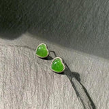 Green Jade 925 Sterling Silver Stud Earrings Allergy-Free Gemstone Jewelry