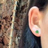 Green Jade 925 Sterling Silver Stud Earrings Allergy-Free Gemstone Jewelry