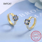 925 Silver Square Moissanite Tiny Hoop Earrings