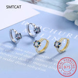 925 Silver Square Moissanite Tiny Hoop Earrings