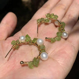 Natural Peridot 925 Silver Hoop Earrings Gift