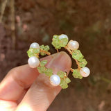 Natural Peridot 925 Silver Hoop Earrings Gift