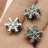 10pcs Snowflake Charm Beads For DIY Jewelry Making Bracelet, Big Hole Bead Charm