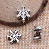 10pcs Snowflake Charm Beads For DIY Jewelry Making Bracelet, Big Hole Bead Charm