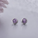 Natural Stone Earrings Classic S925 Sterling Silver Stud Earrings Birthday Gift