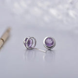 Natural Stone Earrings Classic S925 Sterling Silver Stud Earrings Birthday Gift