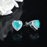 Heart Shape Paraiba Tourmaline Stud Earrings Wedding Jewelry