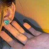 Heart Shape Paraiba Tourmaline Stud Earrings Wedding Jewelry