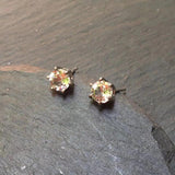 Clear Quartz 925 Silver Stud Earrings Women's Jewelry Gift Red Stone
