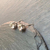 Clear Quartz 925 Silver Stud Earrings Women's Jewelry Gift Red Stone