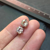 Clear Quartz 925 Silver Stud Earrings Women's Jewelry Gift Red Stone