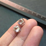 Clear Quartz 925 Silver Stud Earrings Women's Jewelry Gift Red Stone