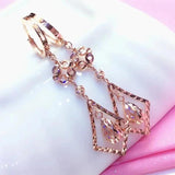Purple 14K Rose Golden Drop Earrings for Women Light Wedding Jewelry
