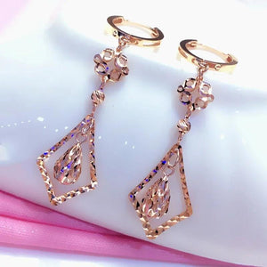 Purple 14K Rose Golden Drop Earrings for Women Light Wedding Jewelry