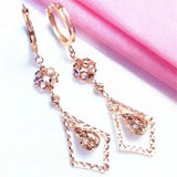 Purple 14K Rose Golden Drop Earrings for Women Light Wedding Jewelry