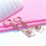 Purple 14K Rose Golden Drop Earrings for Women Light Wedding Jewelry