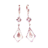 Purple 14K Rose Golden Drop Earrings for Women Light Wedding Jewelry
