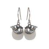 Natural Hetian Jade Koi Earrings Retro Chinese Style Craft Charm