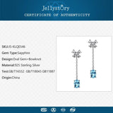 925 Silver Earrings Oval Sapphire Bowknot Drop Wedding